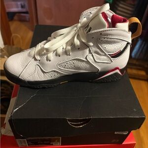 Jordan Kids White and Black Sneakers with Red Highlights